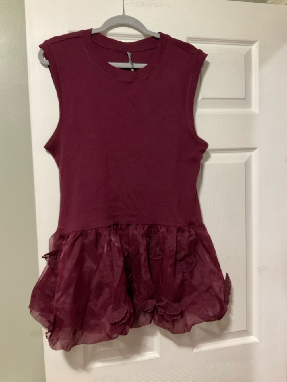 Anthropologie Sleeveless Peplum Tank in Wine